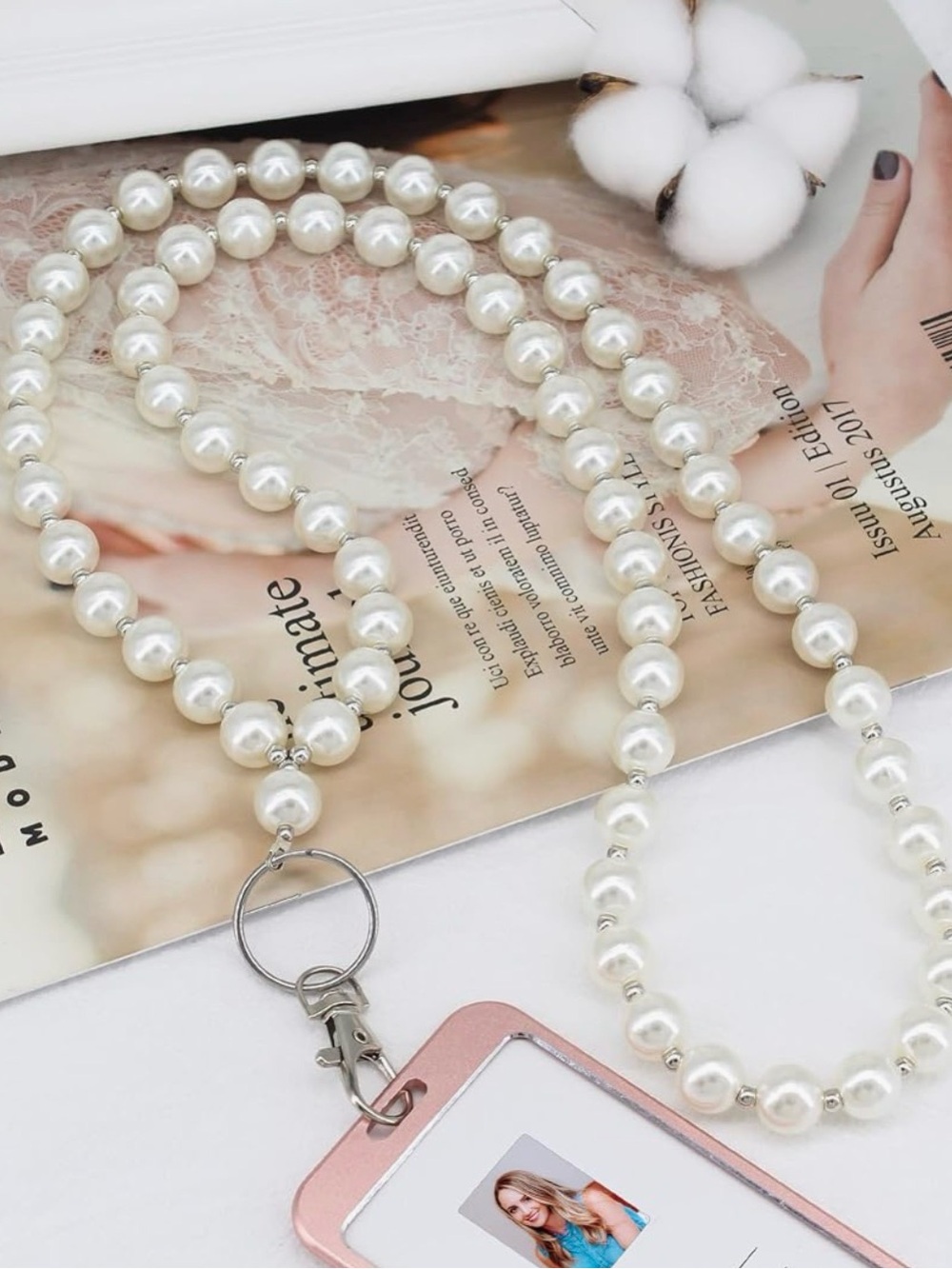 ⭐️ 3/$10 Pearl Beaded Lanyard Necklace - White NWT